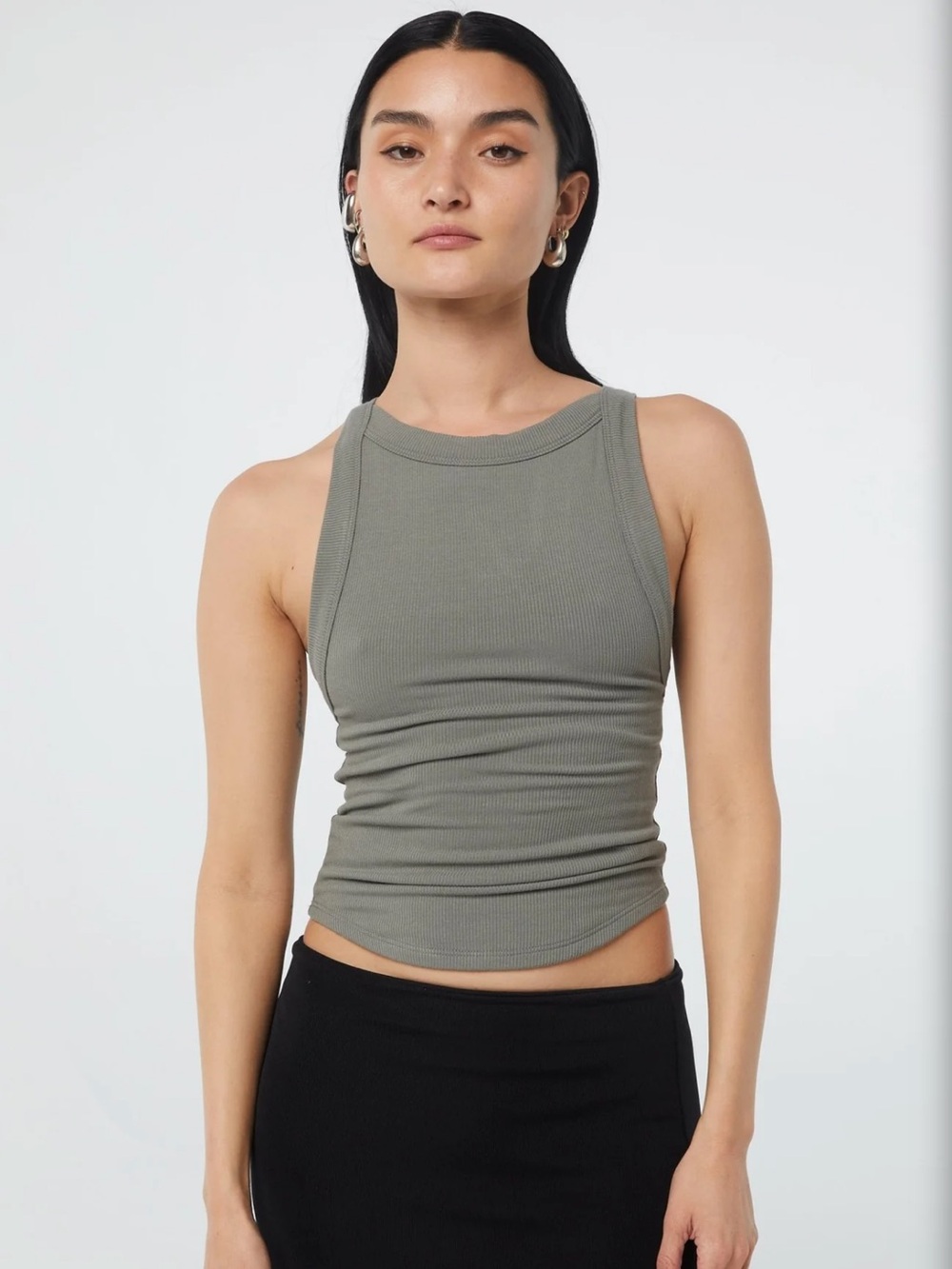 The Line by K Olive Ribbed Tank Top - Picture 2 of 5